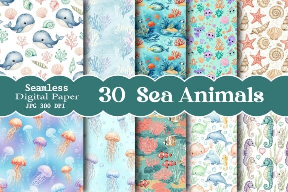 Download Sea Animals Digital Pattern - Pattern Collection