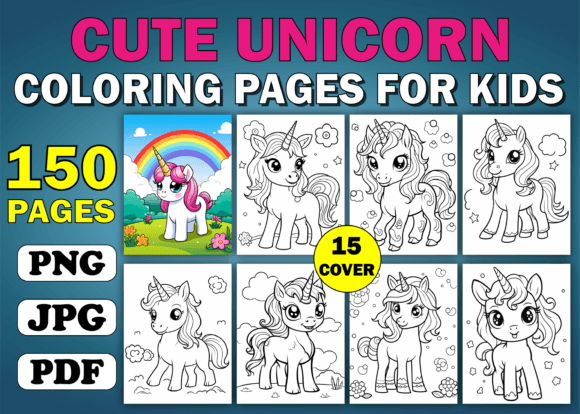 Download 150 Cute Unicorn Coloring Pages for Kids - Premium Resources