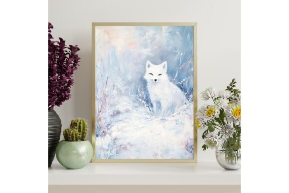 Download White Arctic Fox Printable Wall Art - White Collection