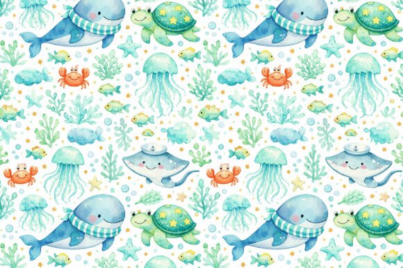 Download Underwater Animals Watercolor Pattern - Pattern Collection