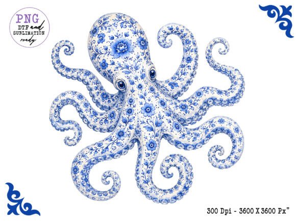 Download Chinoiserie Ocean Octopus Clipart PNG - Octopus clipart Collection