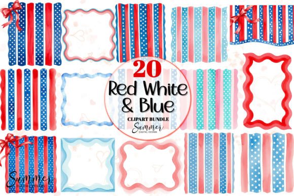 Download Red White Blue 4th of July Stripe Frames - White Collection