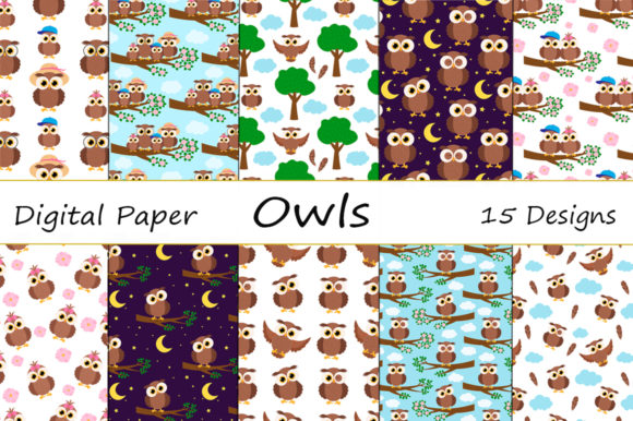 Download Set Seamless Patterns Cute Owl Vector - Pattern Collection