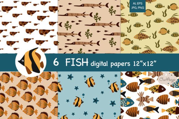 Download Fish Digital Paper, Sea Animals Pattern - Pattern Collection