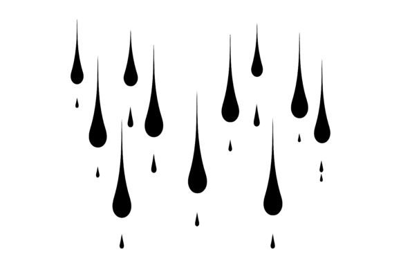 Download Rain Drops Silhouette Clipart on a White - White Collection