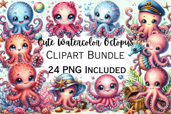 Download Cute Watercolor Octopus Clipart - Octopus clipart Collection
