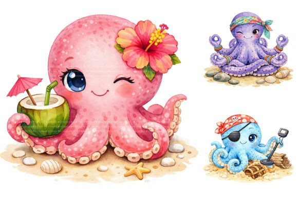 Download Cute Summer Beach Octopus Clipart - Octopus clipart Collection