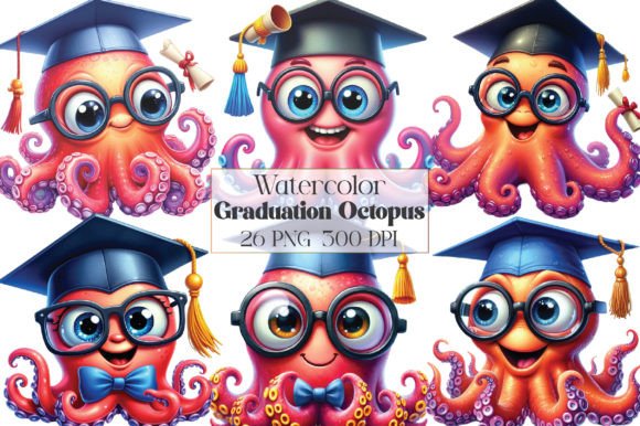 Download Watercolor Graduation Octopus Clipart - Octopus clipart Collection