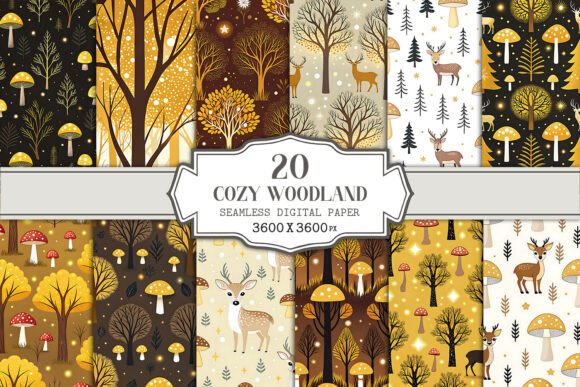 Download Cozy Woodland Seamless Pattern Bundle - Pattern Collection