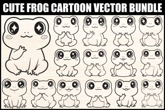 Download Cute Frog Cartoon Vector Bundle - Premium Resources