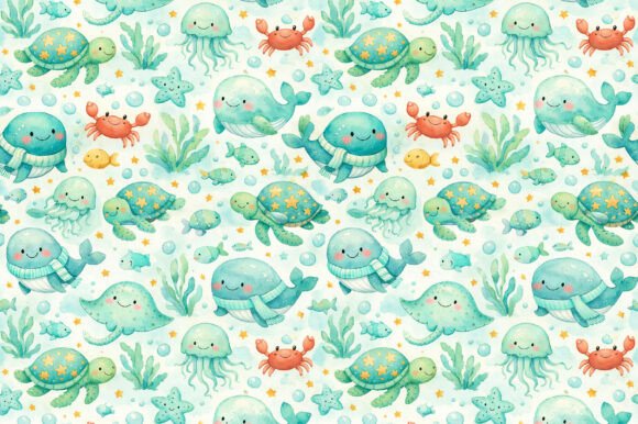 Download Underwater Animals Watercolor Pattern - Pattern Collection