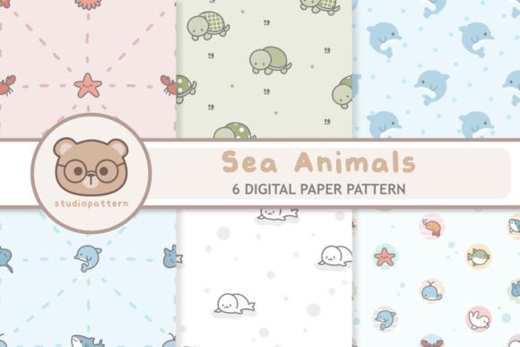 Download Sea Animal Seamless Pattern Set - Pattern Collection