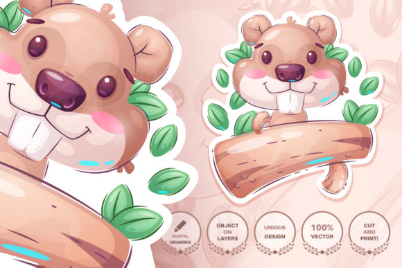 Download Cute Beaver with Log - Seamless Pattern - Pattern Collection