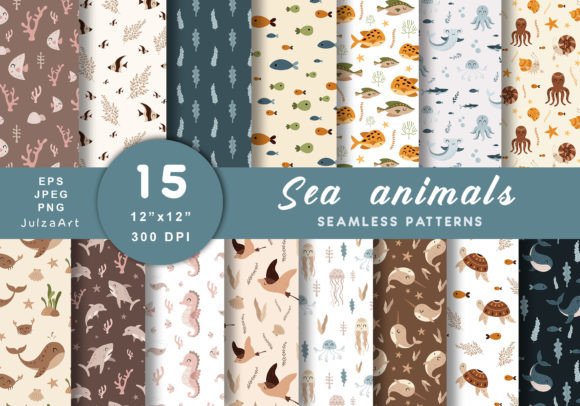 Download Sea Animals Seamless Pattern - Pattern Collection