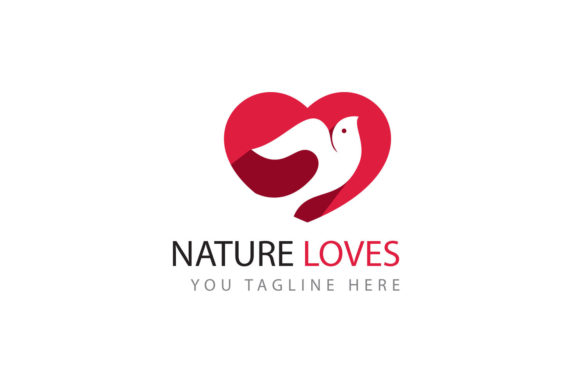 Download Nature Love Logo Design, Bird in Heart. - Nature love Collection